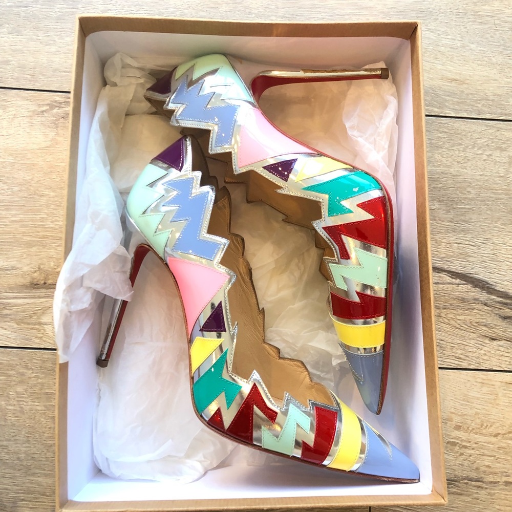 Christian Louboutin Explotek 100 Patent Lavander Multi Heel Pump - Picture 7 of 9